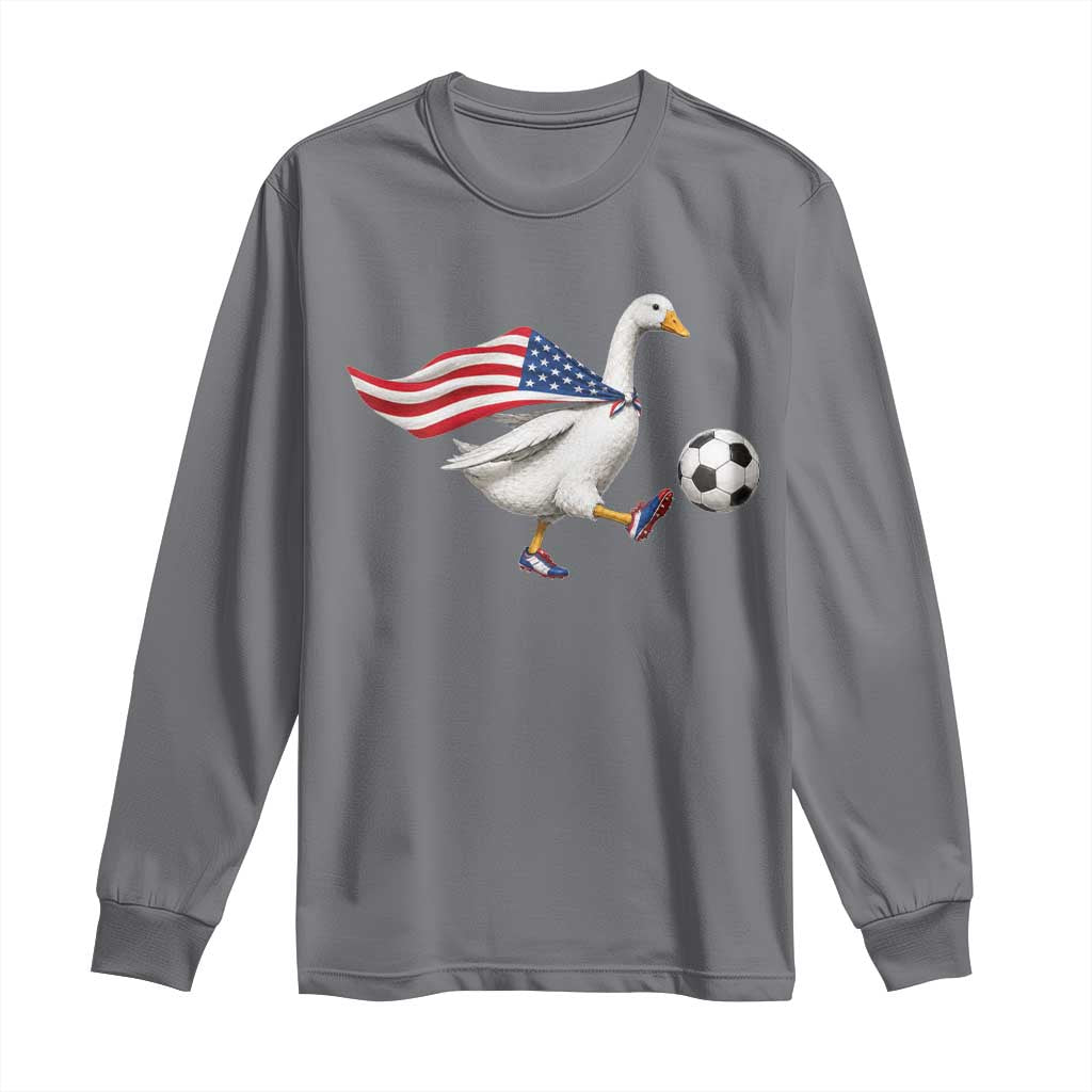 USA Soccer Goose Long Sleeve Shirt American Flag Patriotic Football Fan Graphic