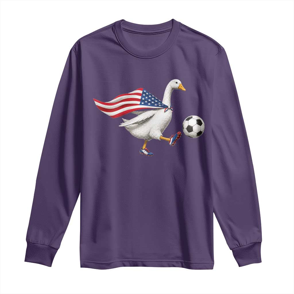 USA Soccer Goose Long Sleeve Shirt American Flag Patriotic Football Fan Graphic