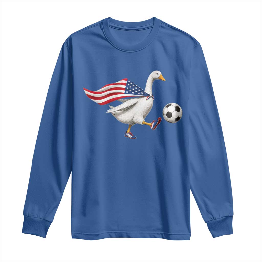 USA Soccer Goose Long Sleeve Shirt American Flag Patriotic Football Fan Graphic