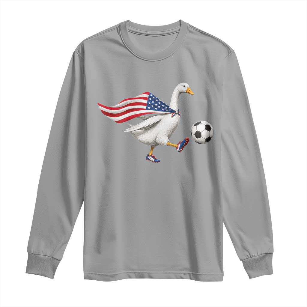 USA Soccer Goose Long Sleeve Shirt American Flag Patriotic Football Fan Graphic