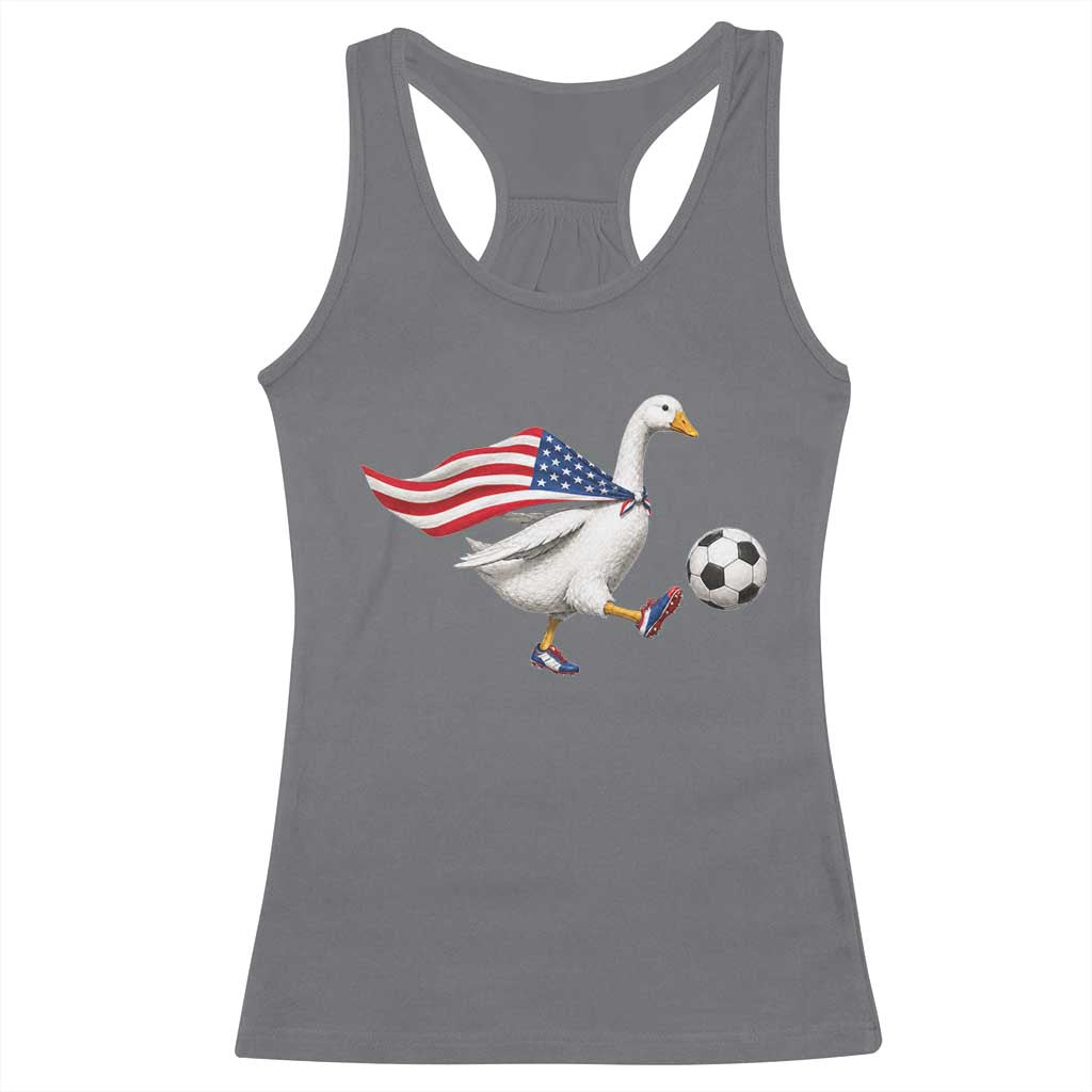 USA Soccer Goose Racerback Tank Top American Flag Patriotic Football Fan Graphic