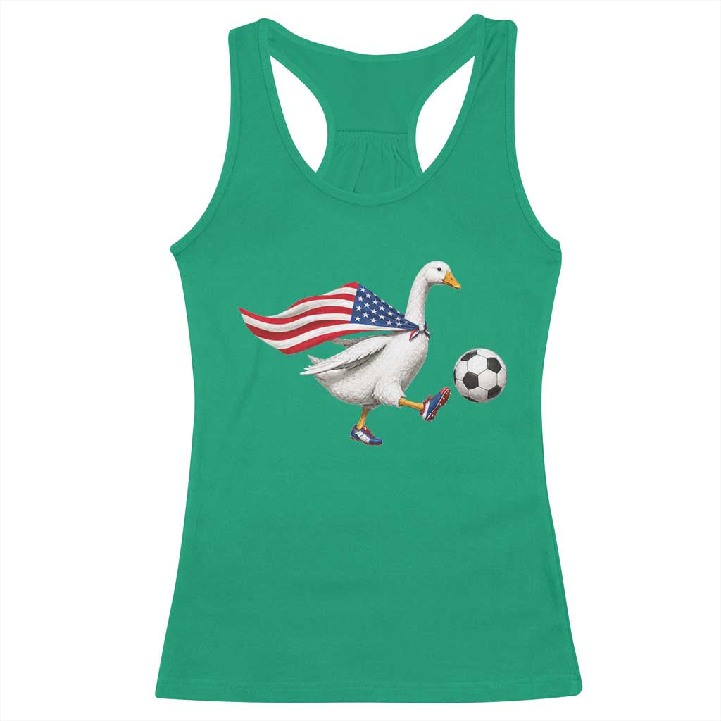 USA Soccer Goose Racerback Tank Top American Flag Patriotic Football Fan Graphic