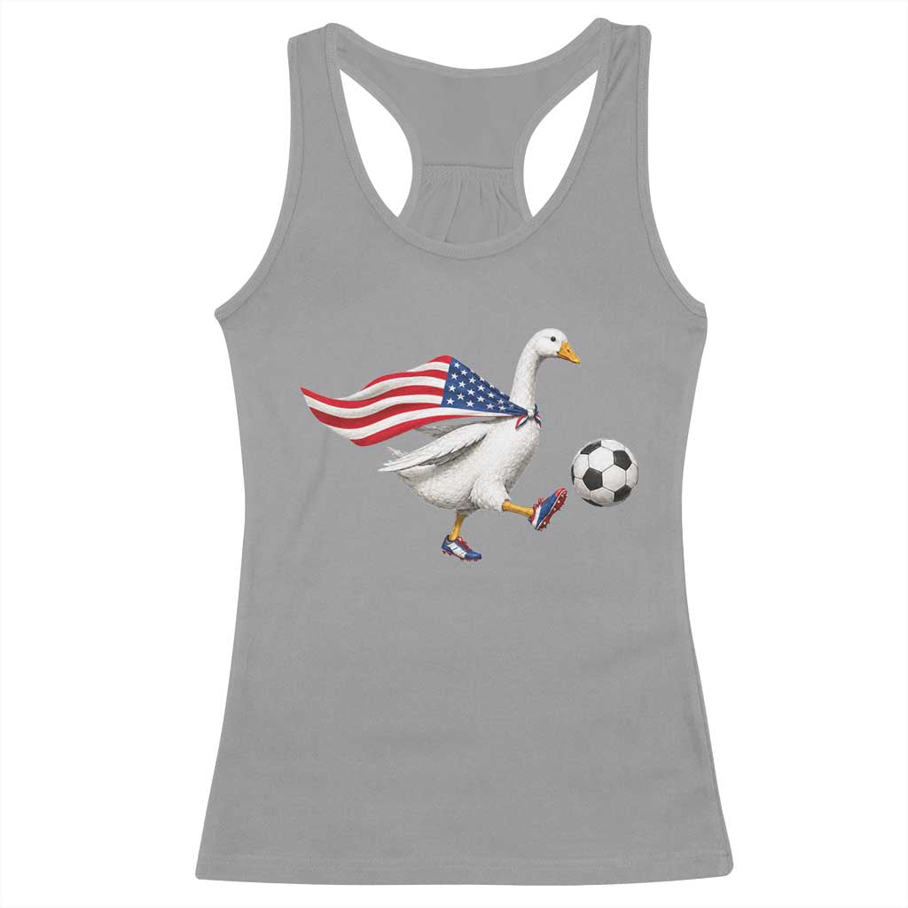 USA Soccer Goose Racerback Tank Top American Flag Patriotic Football Fan Graphic