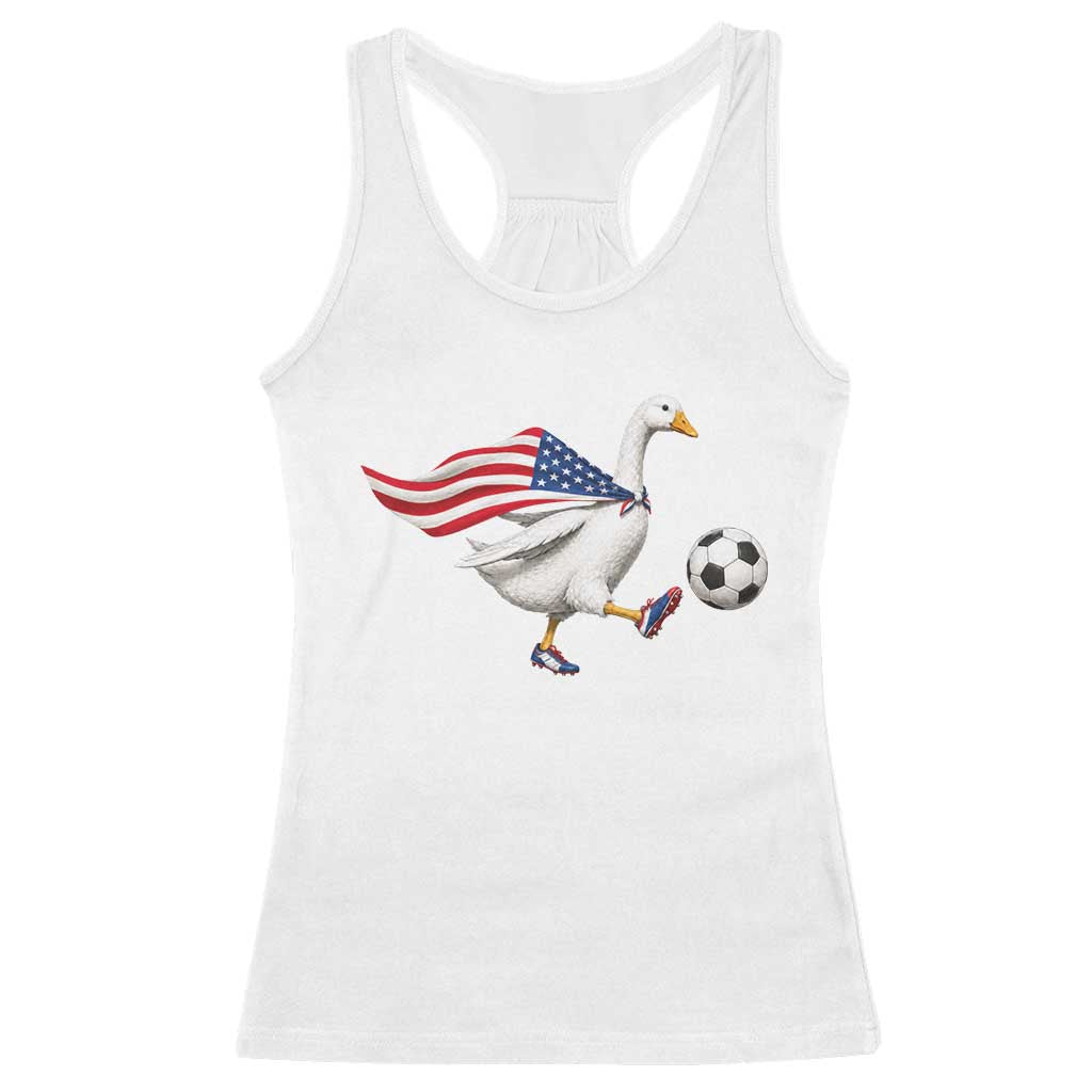USA Soccer Goose Racerback Tank Top American Flag Patriotic Football Fan Graphic
