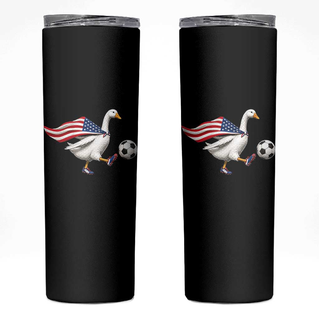 USA Soccer Goose Skinny Tumbler American Flag Patriotic Football Fan Graphic