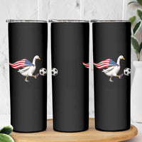 USA Soccer Goose Skinny Tumbler American Flag Patriotic Football Fan Graphic