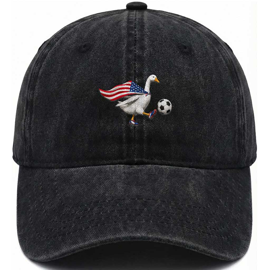 USA Soccer Goose Washed Cotton Baseball Cap American Flag Patriotic Football Fan Graphic
