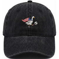 USA Soccer Goose Washed Cotton Baseball Cap American Flag Patriotic Football Fan Graphic
