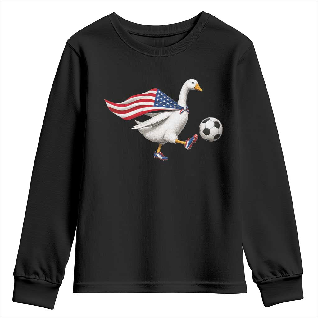 USA Soccer Goose Youth Sweatshirt American Flag Patriotic Football Fan Graphic