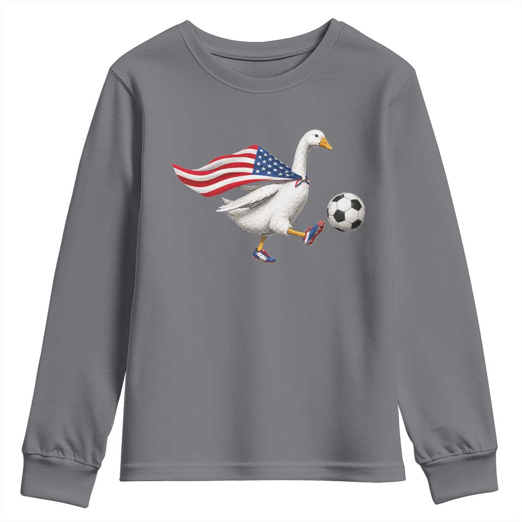 USA Soccer Goose Youth Sweatshirt American Flag Patriotic Football Fan Graphic