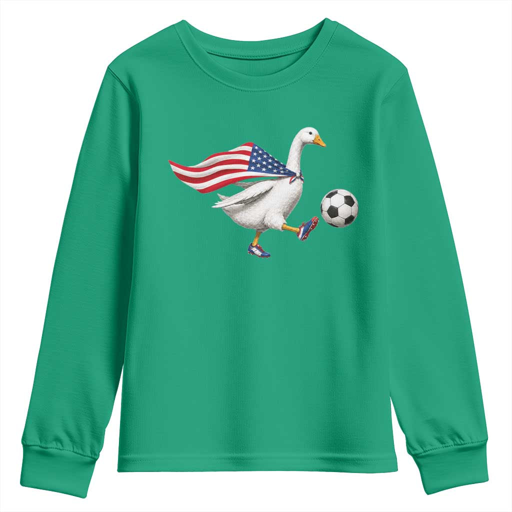 USA Soccer Goose Youth Sweatshirt American Flag Patriotic Football Fan Graphic