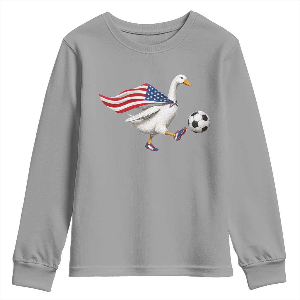 USA Soccer Goose Youth Sweatshirt American Flag Patriotic Football Fan Graphic