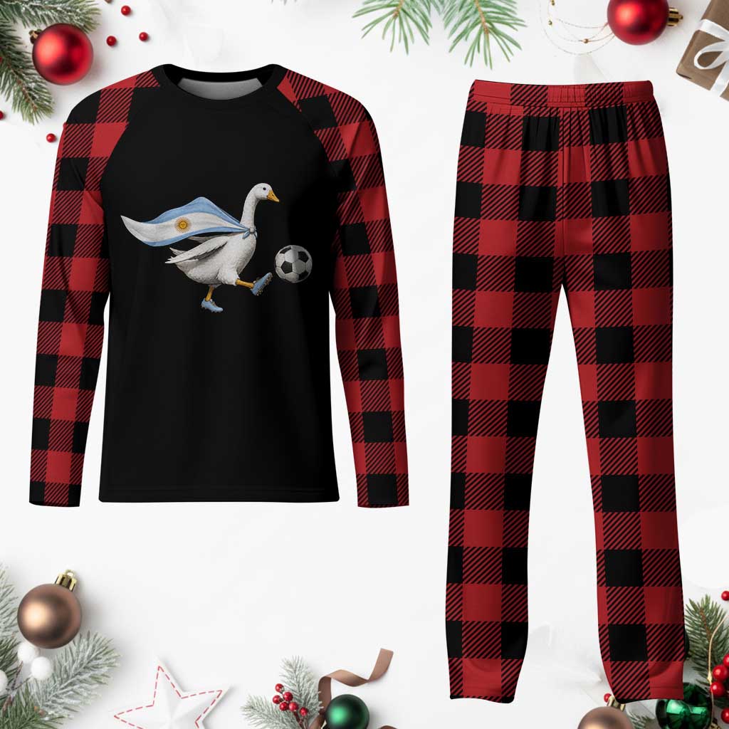 Argentina Soccer Goose Plaid Pajama Set Argentine Flag Patriotic Football Fan Graphic