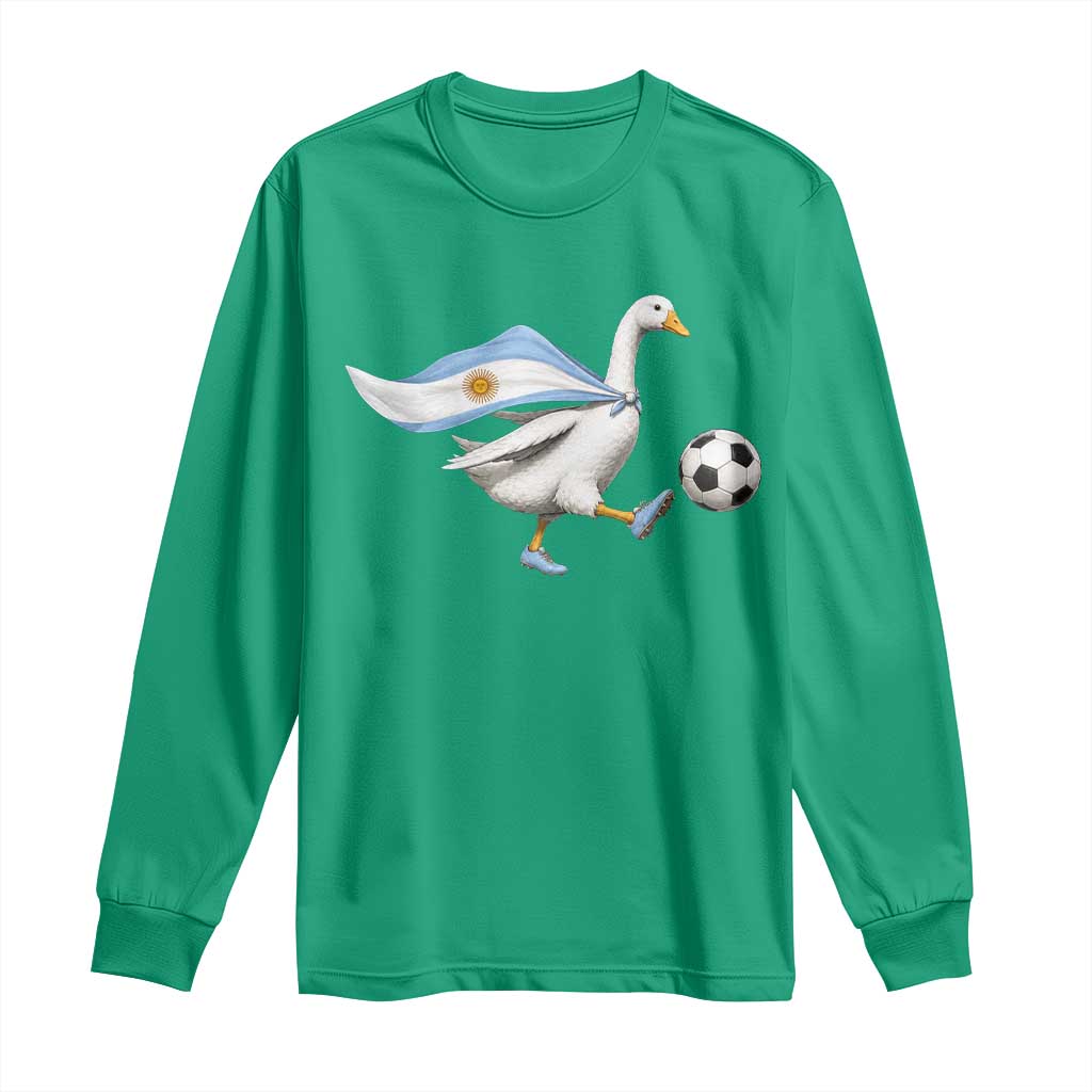 Argentina Soccer Goose Long Sleeve Shirt Argentine Flag Patriotic Football Fan Graphic