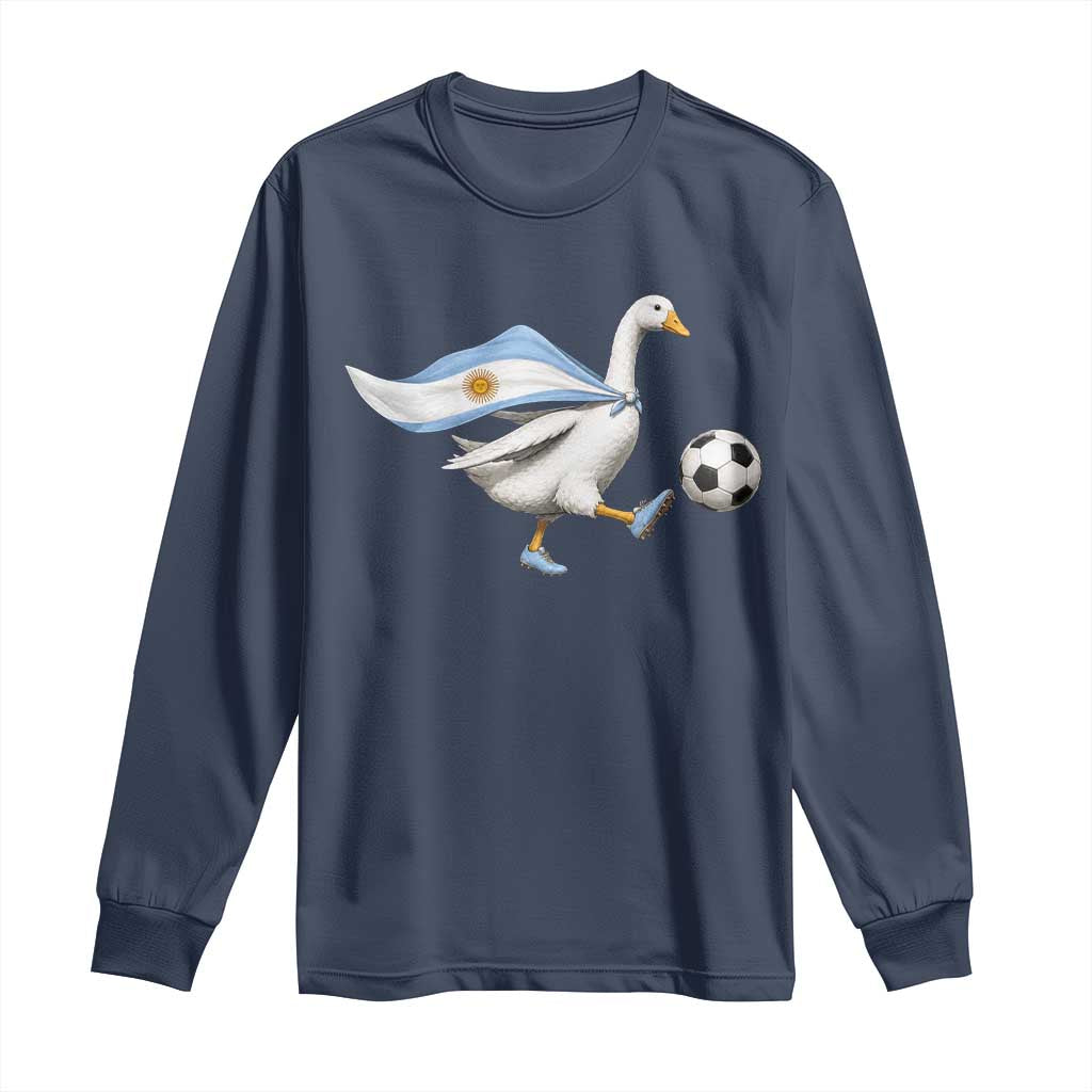Argentina Soccer Goose Long Sleeve Shirt Argentine Flag Patriotic Football Fan Graphic