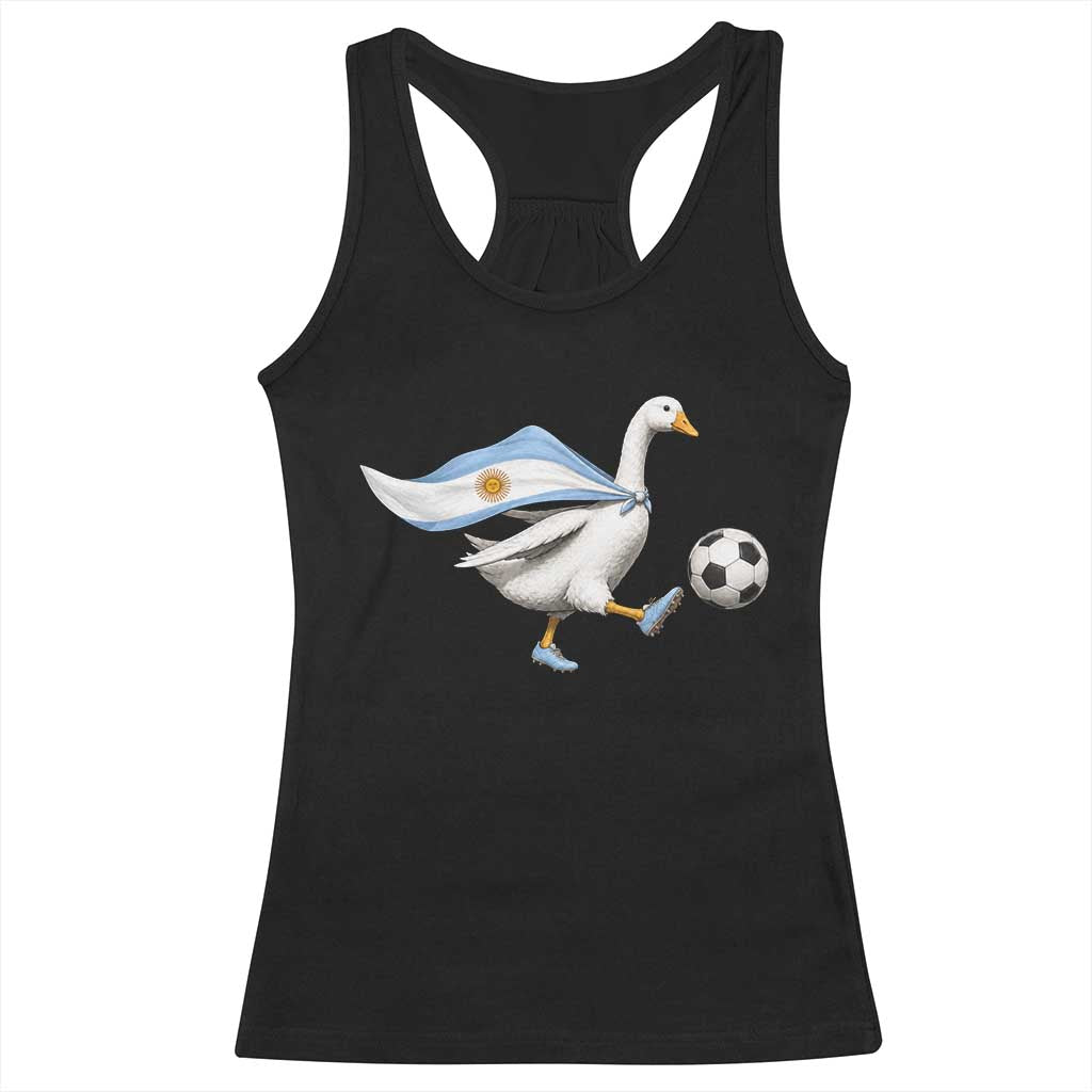 Argentina Soccer Goose Racerback Tank Top Argentine Flag Patriotic Football Fan Graphic