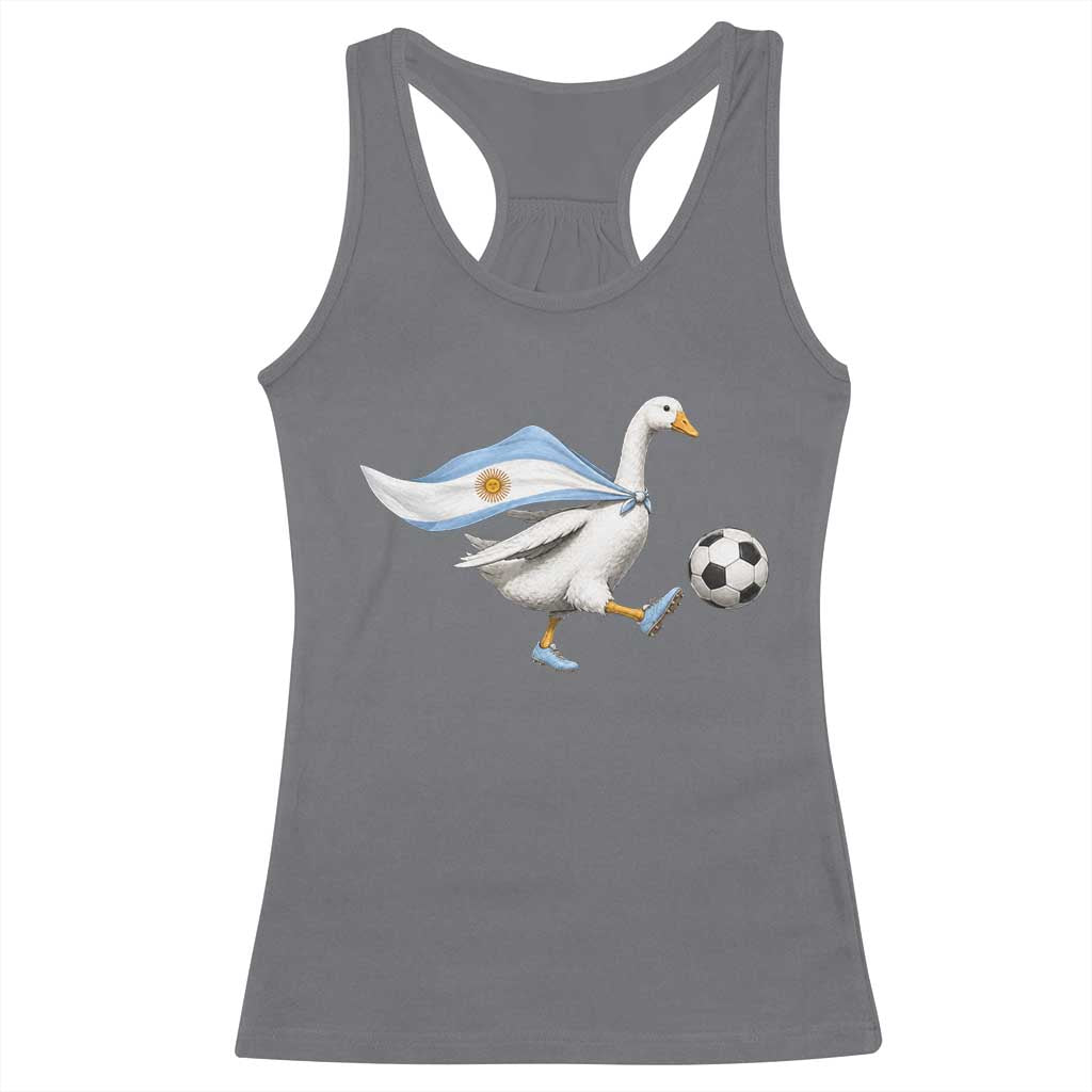 Argentina Soccer Goose Racerback Tank Top Argentine Flag Patriotic Football Fan Graphic