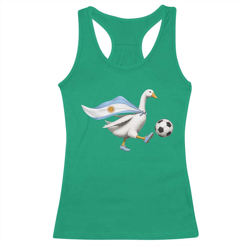 Argentina Soccer Goose Racerback Tank Top Argentine Flag Patriotic Football Fan Graphic