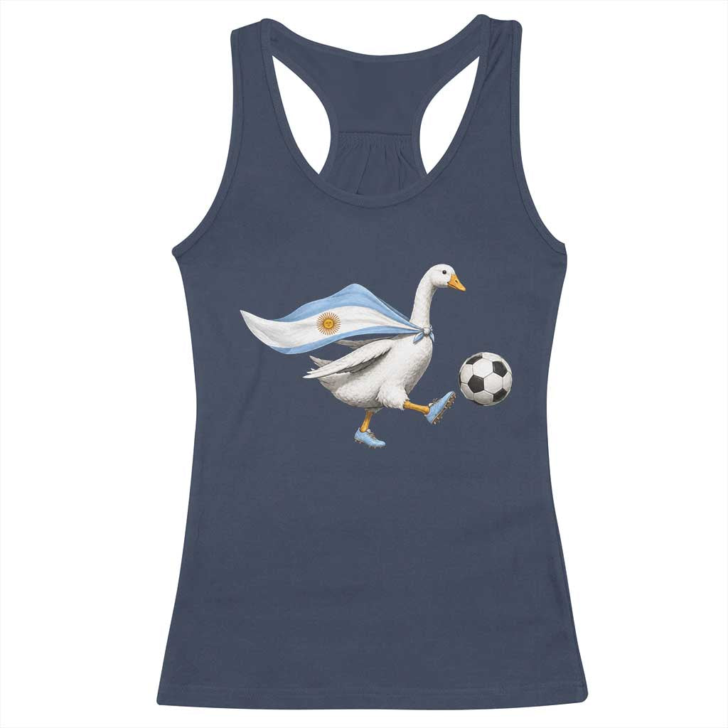 Argentina Soccer Goose Racerback Tank Top Argentine Flag Patriotic Football Fan Graphic