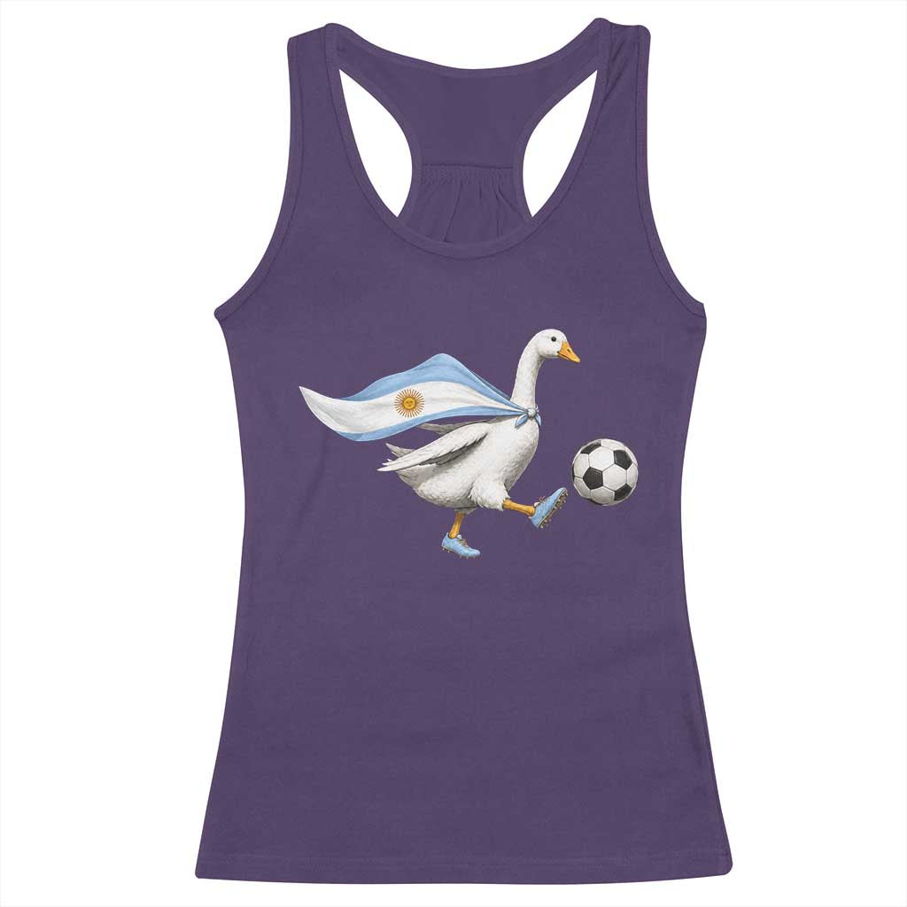 Argentina Soccer Goose Racerback Tank Top Argentine Flag Patriotic Football Fan Graphic