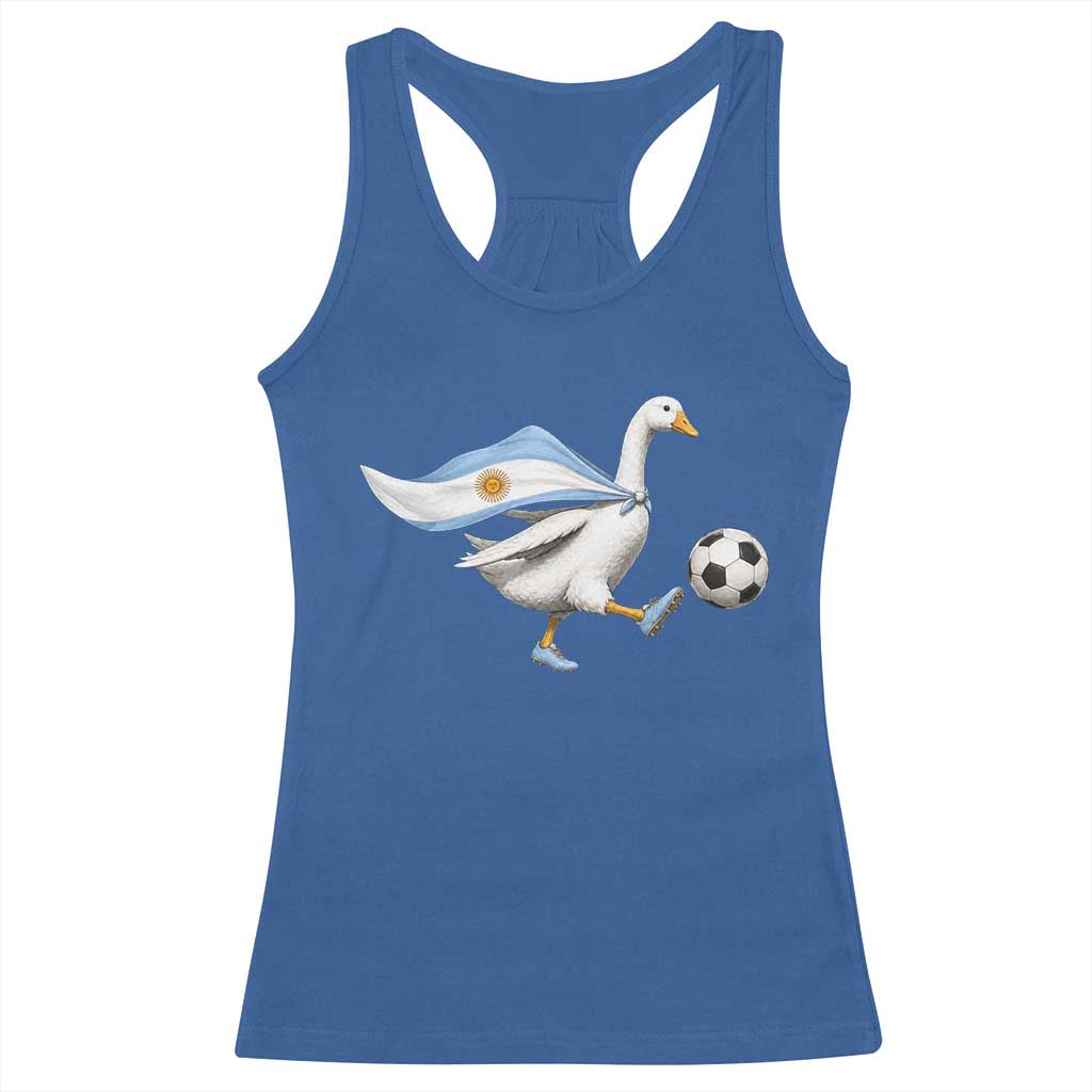 Argentina Soccer Goose Racerback Tank Top Argentine Flag Patriotic Football Fan Graphic