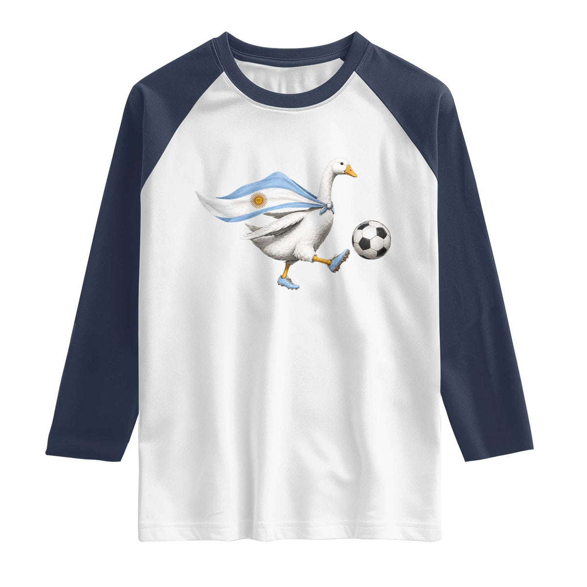Argentina Soccer Goose Raglan Shirt Argentine Flag Patriotic Football Fan Graphic