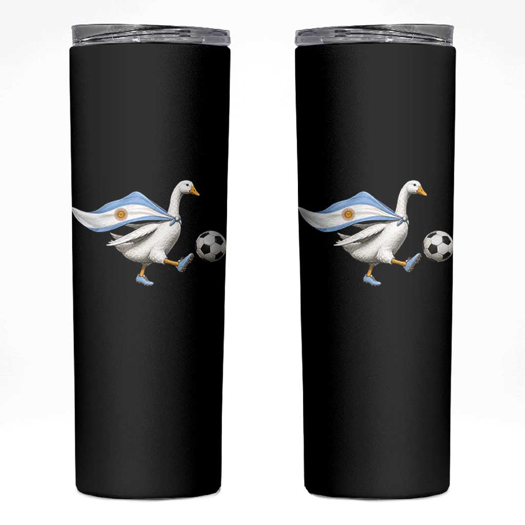 Argentina Soccer Goose Skinny Tumbler Argentine Flag Patriotic Football Fan Graphic