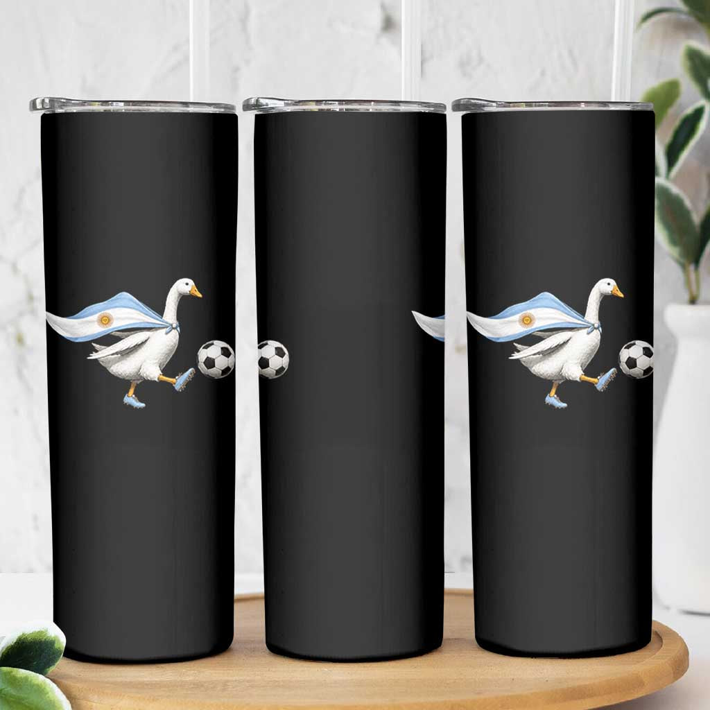Argentina Soccer Goose Skinny Tumbler Argentine Flag Patriotic Football Fan Graphic