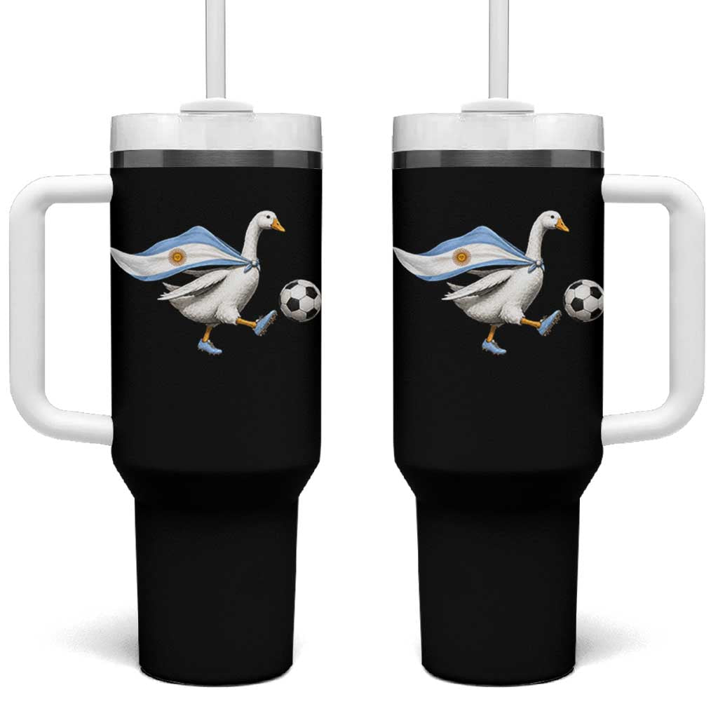 Argentina Soccer Goose Tumbler With Handle Argentine Flag Patriotic Football Fan Graphic