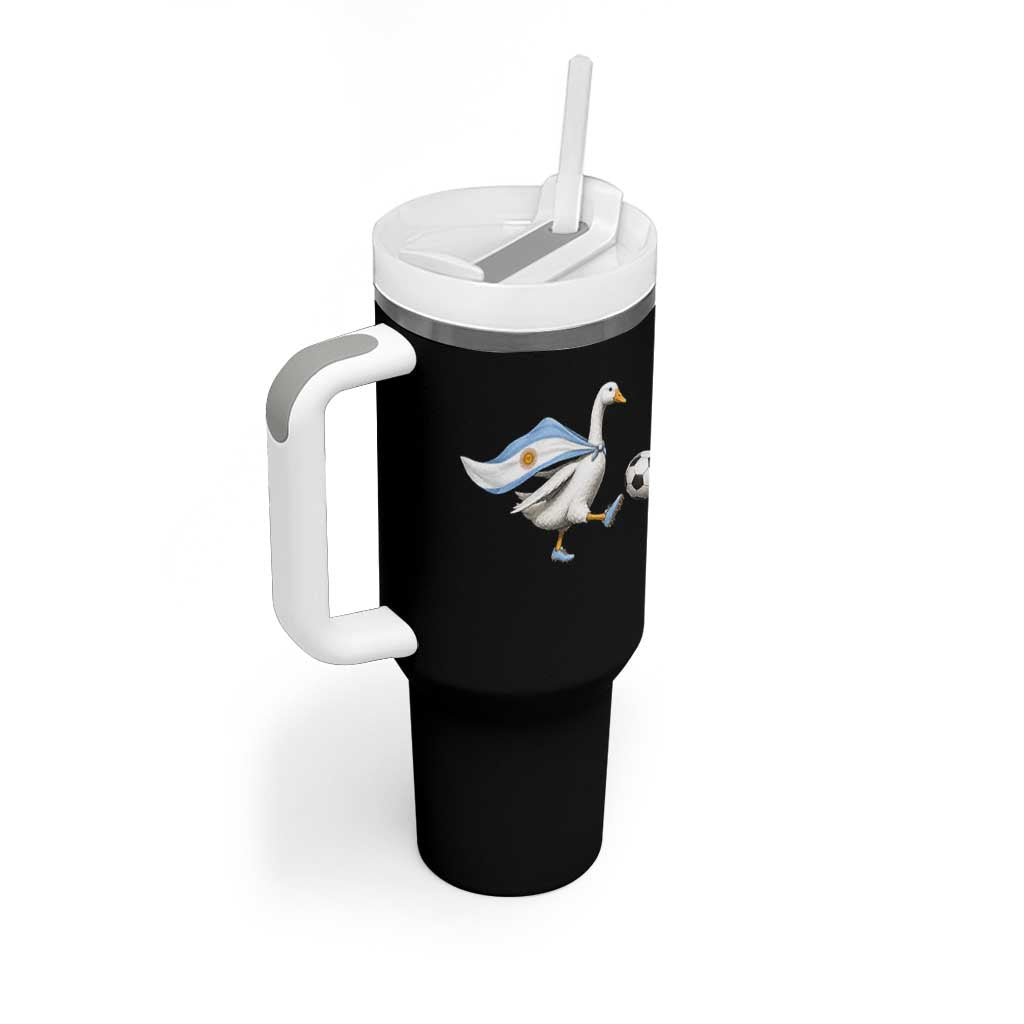 Argentina Soccer Goose Tumbler With Handle Argentine Flag Patriotic Football Fan Graphic