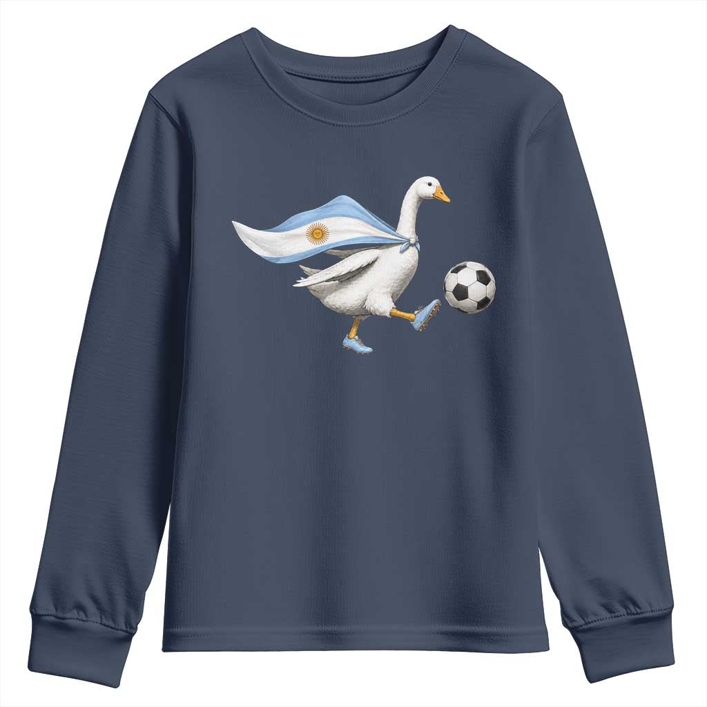 Argentina Soccer Goose Youth Sweatshirt Argentine Flag Patriotic Football Fan Graphic