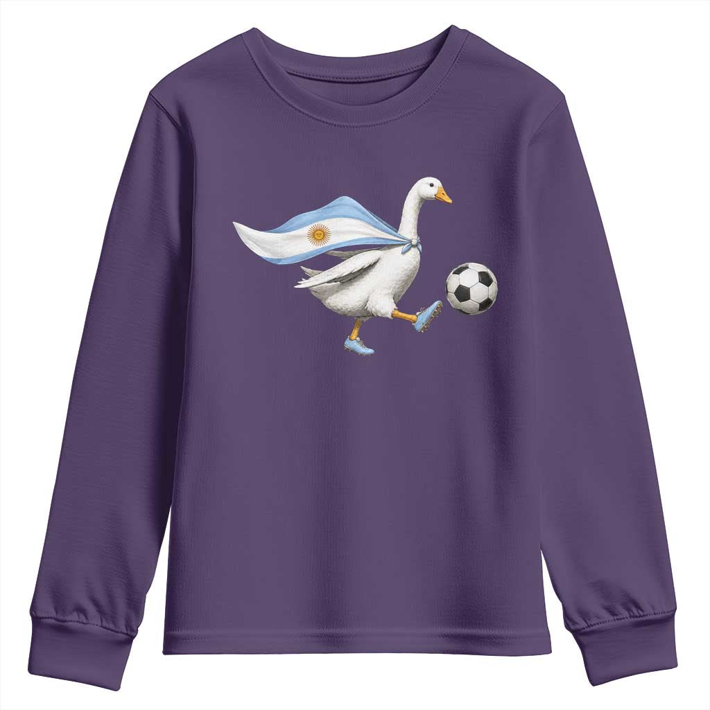 Argentina Soccer Goose Youth Sweatshirt Argentine Flag Patriotic Football Fan Graphic