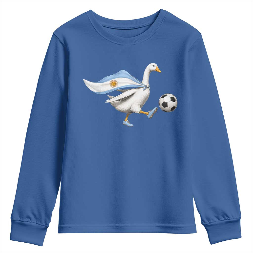 Argentina Soccer Goose Youth Sweatshirt Argentine Flag Patriotic Football Fan Graphic