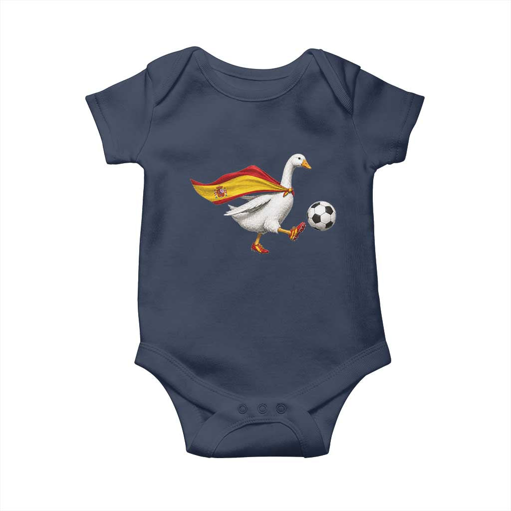 Spain Soccer Goose Baby Onesie Spanish Flag Patriotic Football Fan Graphic