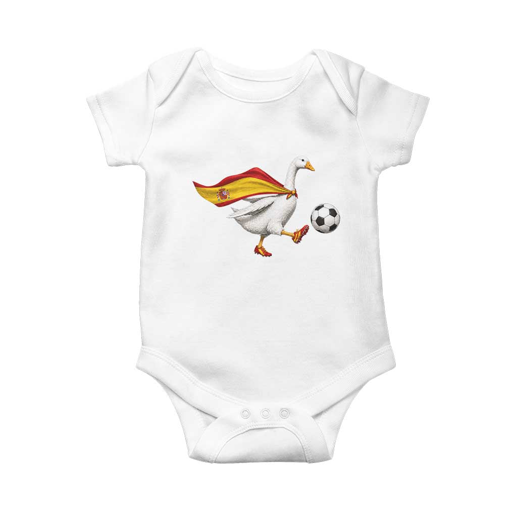 Spain Soccer Goose Baby Onesie Spanish Flag Patriotic Football Fan Graphic
