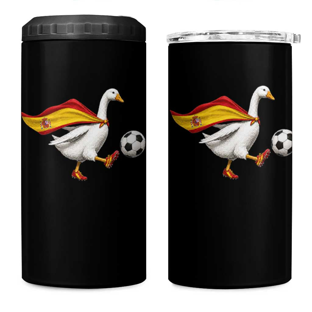 Spain Soccer Goose 4 in 1 Can Cooler Tumbler Spanish Flag Patriotic Football Fan Graphic