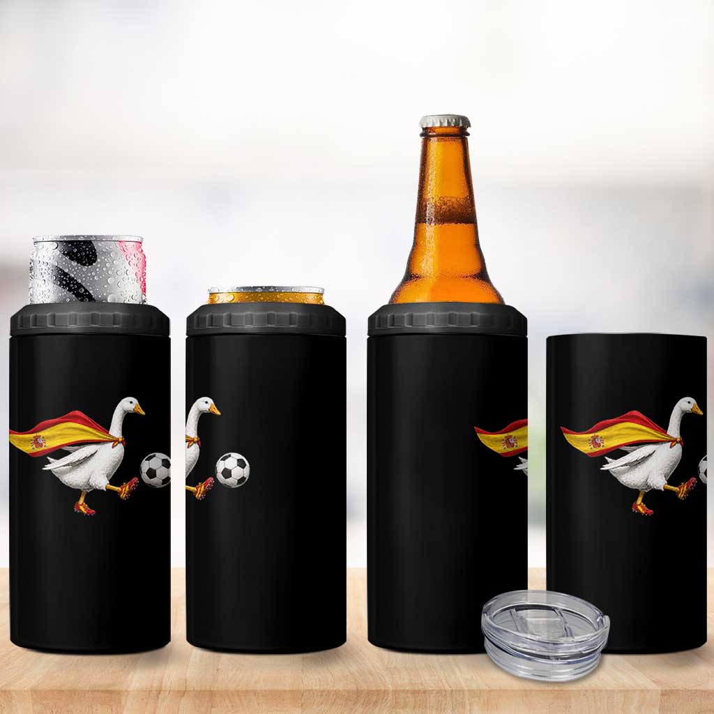 Spain Soccer Goose 4 in 1 Can Cooler Tumbler Spanish Flag Patriotic Football Fan Graphic