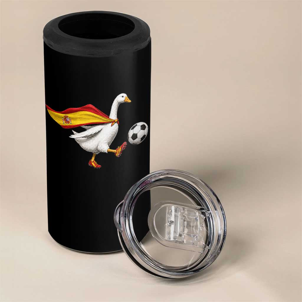 Spain Soccer Goose 4 in 1 Can Cooler Tumbler Spanish Flag Patriotic Football Fan Graphic