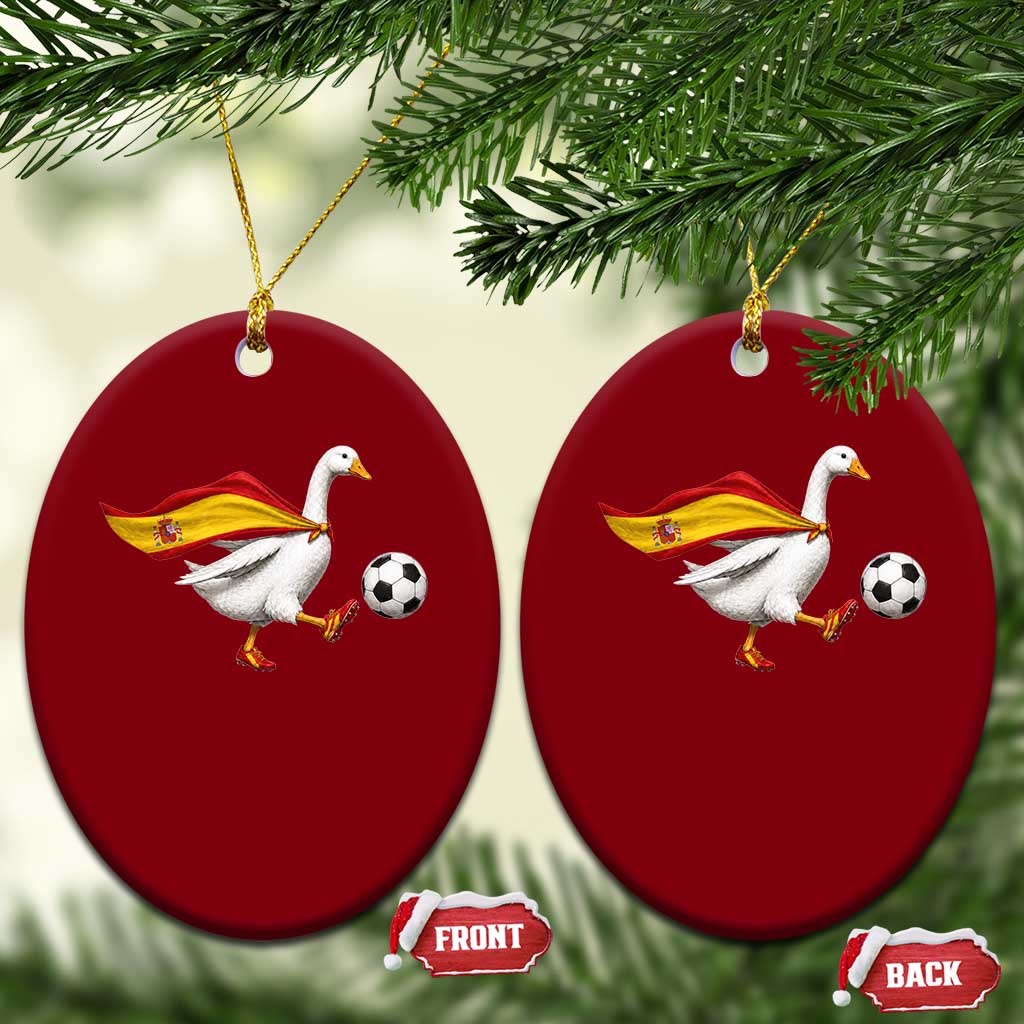 Spain Soccer Goose Ceramic Ornament Spanish Flag Patriotic Football Fan Graphic