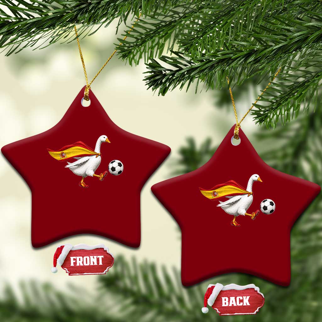 Spain Soccer Goose Ceramic Ornament Spanish Flag Patriotic Football Fan Graphic