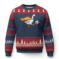 Spain Soccer Goose Ugly Christmas Sweater Spanish Flag Patriotic Football Fan Graphic