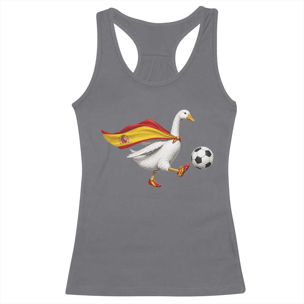 Spain Soccer Goose Racerback Tank Top Spanish Flag Patriotic Football Fan Graphic
