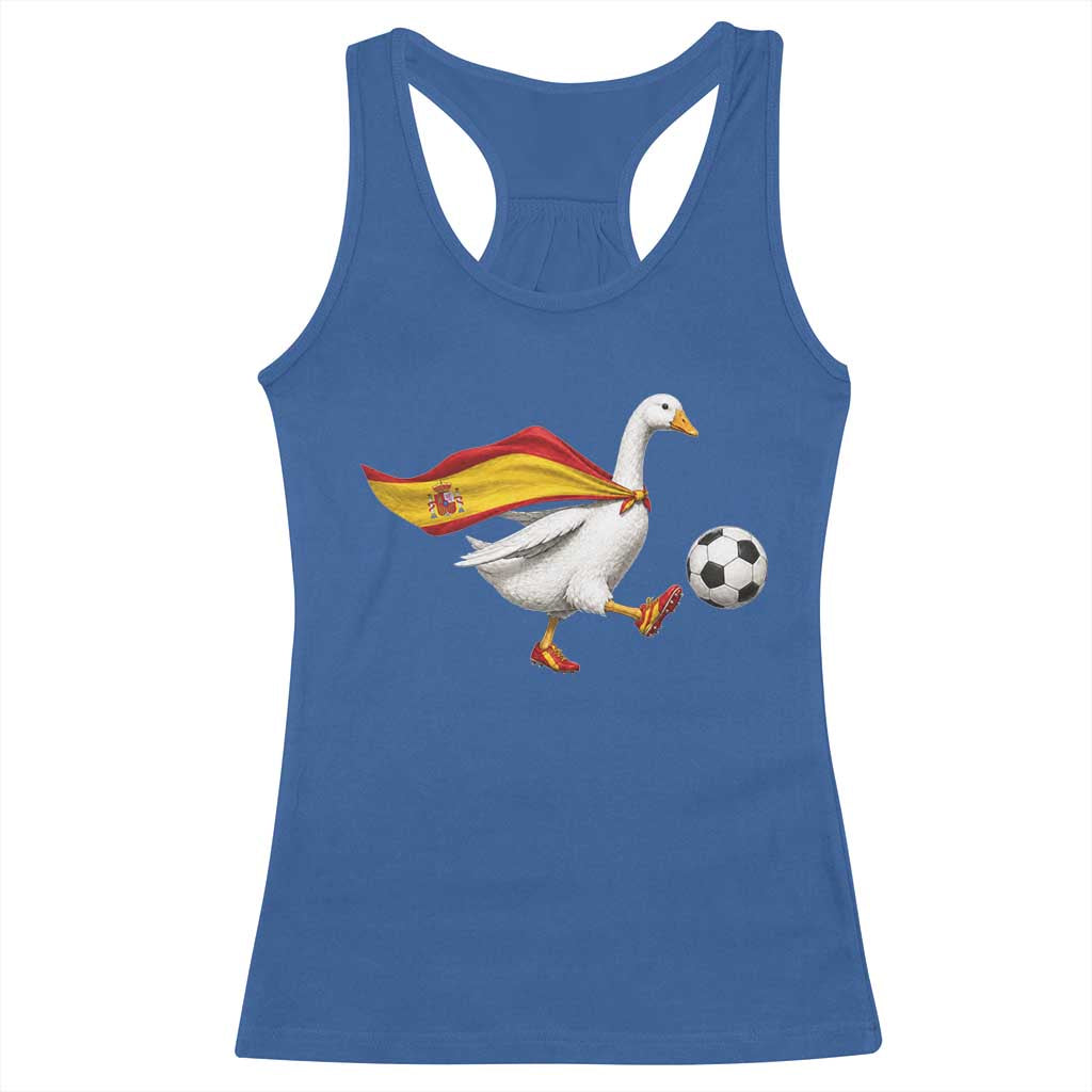 Spain Soccer Goose Racerback Tank Top Spanish Flag Patriotic Football Fan Graphic