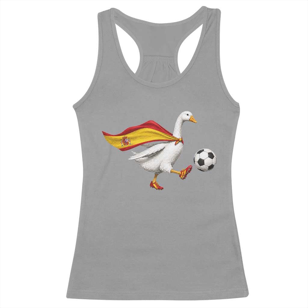 Spain Soccer Goose Racerback Tank Top Spanish Flag Patriotic Football Fan Graphic