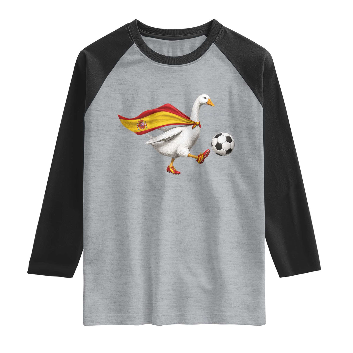 Spain Soccer Goose Raglan Shirt Spanish Flag Patriotic Football Fan Graphic