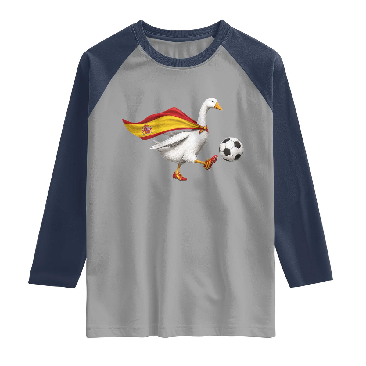 Spain Soccer Goose Raglan Shirt Spanish Flag Patriotic Football Fan Graphic