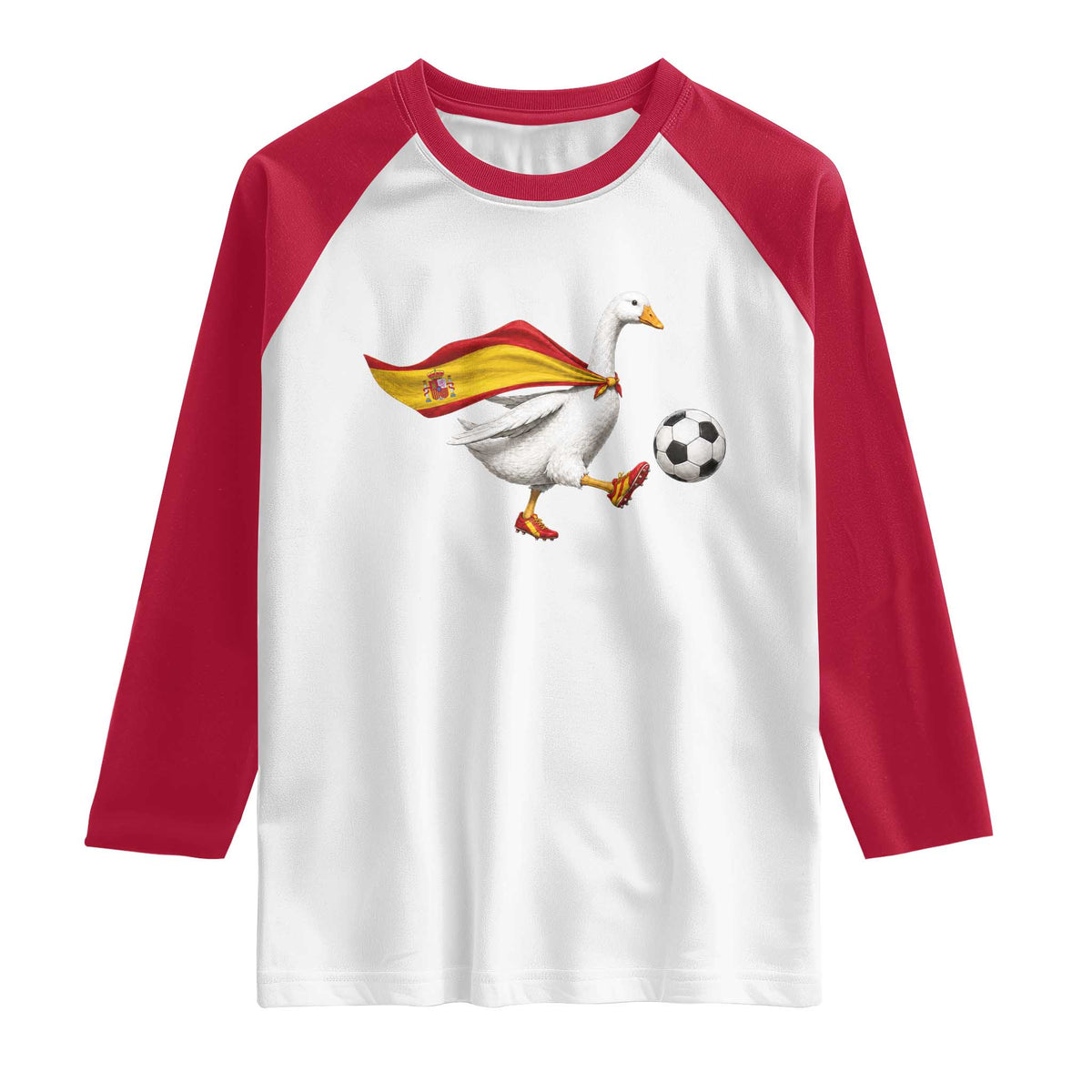 Spain Soccer Goose Raglan Shirt Spanish Flag Patriotic Football Fan Graphic
