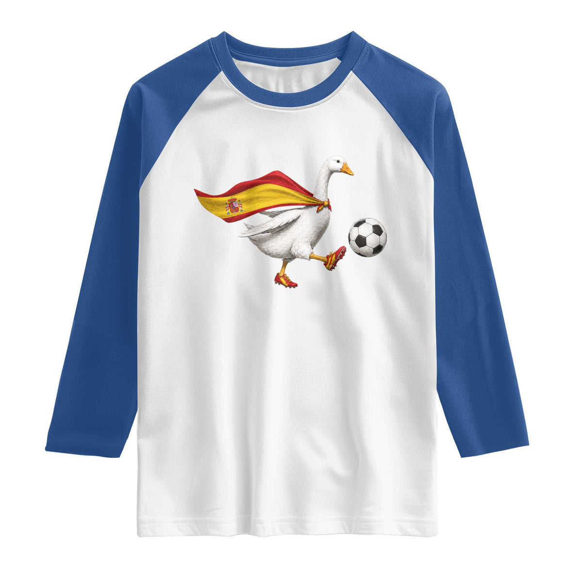 Spain Soccer Goose Raglan Shirt Spanish Flag Patriotic Football Fan Graphic