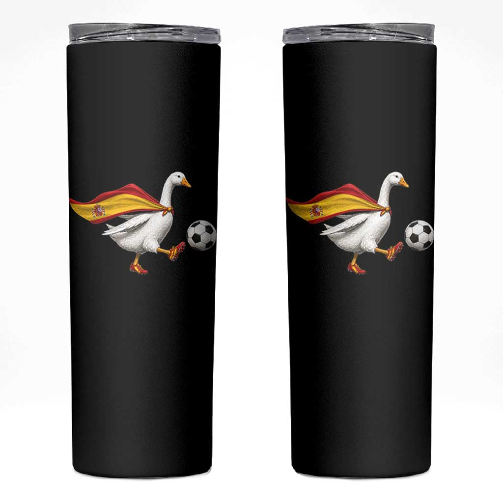 Spain Soccer Goose Skinny Tumbler Spanish Flag Patriotic Football Fan Graphic