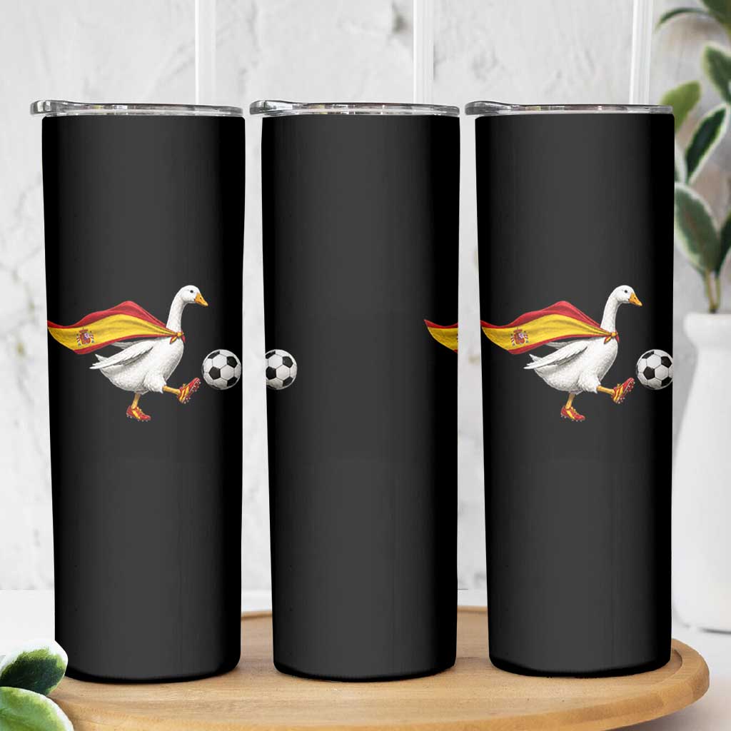 Spain Soccer Goose Skinny Tumbler Spanish Flag Patriotic Football Fan Graphic